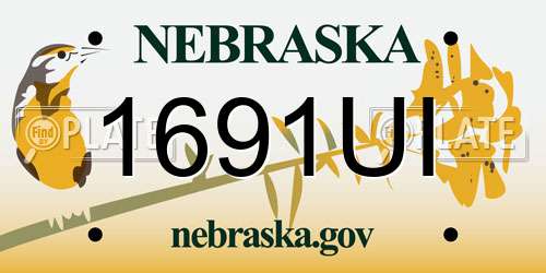 1691UI Nebraska License Plate