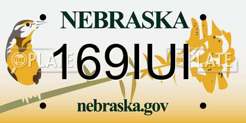 169IUI Nebraska License Plate
