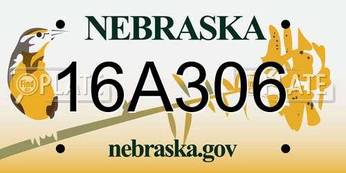 16A306 Nebraska License Plate