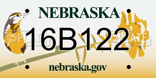 16B122 Nebraska License Plate