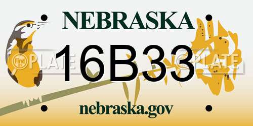 16B33 Nebraska License Plate