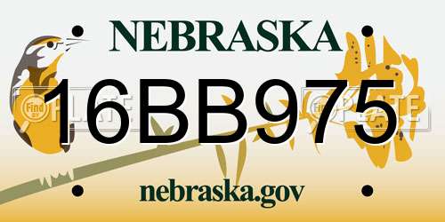 16BB975 Nebraska License Plate