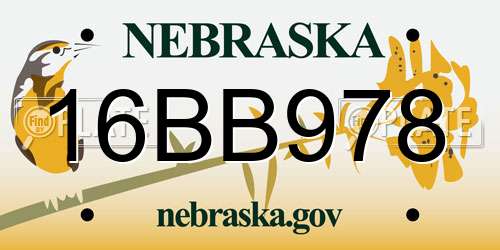 16BB978 Nebraska License Plate