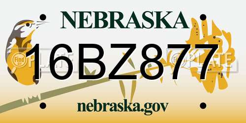 16BZ877 Nebraska License Plate
