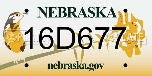 16D677 Nebraska License Plate