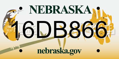 16DB866 Nebraska License Plate