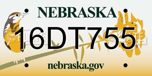 16DT755 Nebraska License Plate