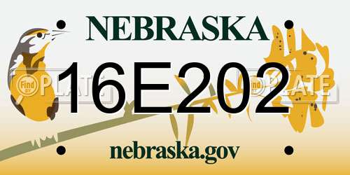 16E202 Nebraska License Plate