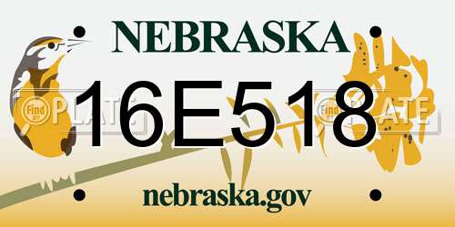 16E518 Nebraska License Plate
