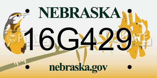 16G429 Nebraska License Plate