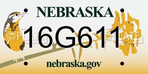 16G611 Nebraska License Plate