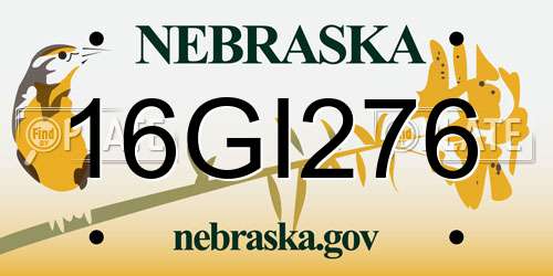 16GI276 Nebraska License Plate