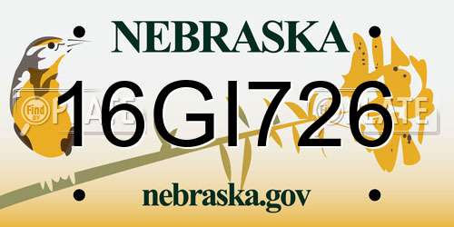 16GI726 Nebraska License Plate