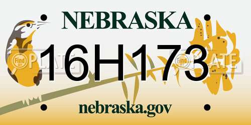 16H173 Nebraska License Plate