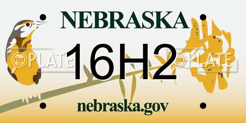 16H2 Nebraska License Plate
