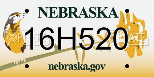 16H520 Nebraska License Plate