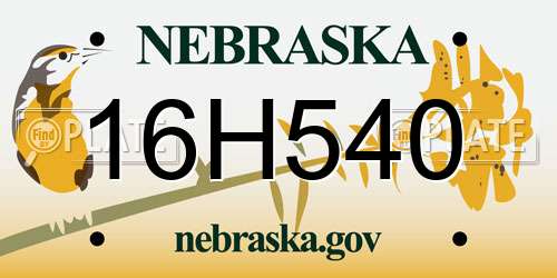 16H540 Nebraska License Plate