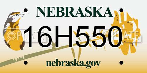 16H550 Nebraska License Plate
