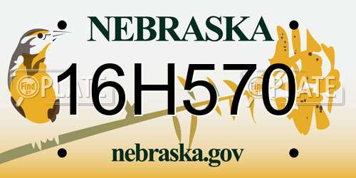 16H570 Nebraska License Plate