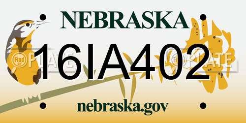 16IA402 Nebraska License Plate