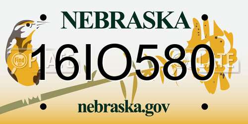 16IO580 Nebraska License Plate