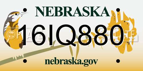 16IQ880 Nebraska License Plate