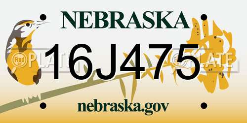16J475 Nebraska License Plate
