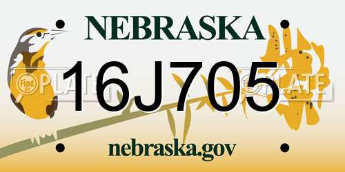 16J705 Nebraska License Plate