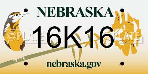 16K16 Nebraska License Plate