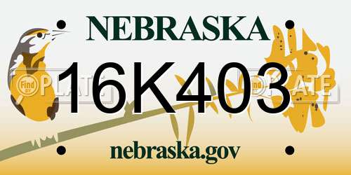 16K403 Nebraska License Plate