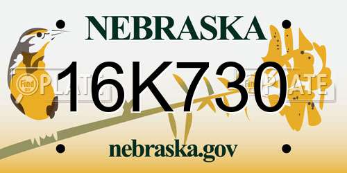 16K730 Nebraska License Plate