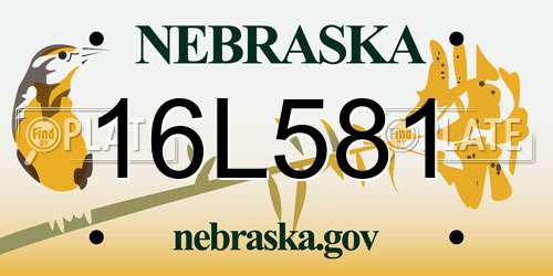 16L581 Nebraska License Plate