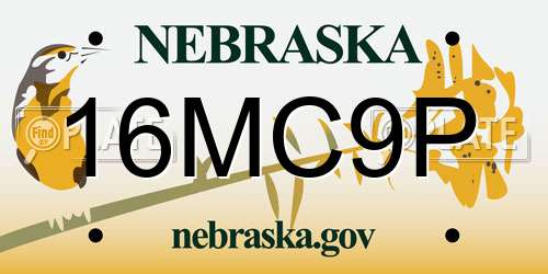 16MC9P Nebraska License Plate