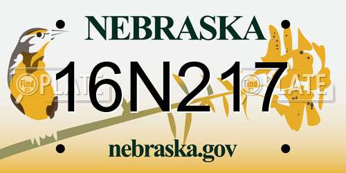 16N217 Nebraska License Plate