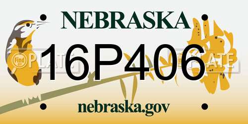 16P406 Nebraska License Plate