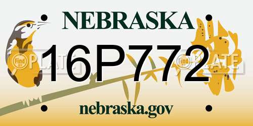 16P772 Nebraska License Plate