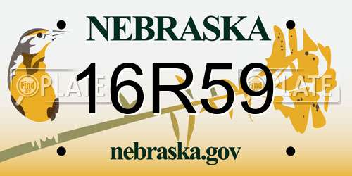 16R59 Nebraska License Plate
