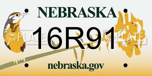 16R91 Nebraska License Plate