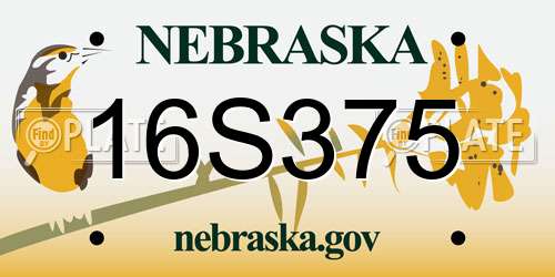 16S375 Nebraska License Plate