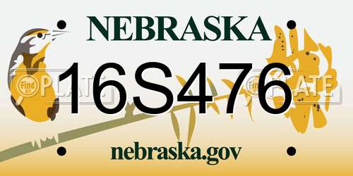16S476 Nebraska License Plate