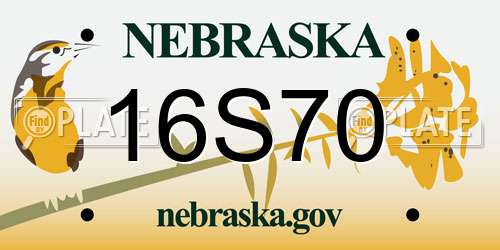 16S70 Nebraska License Plate