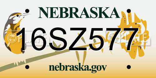 16SZ577 Nebraska License Plate