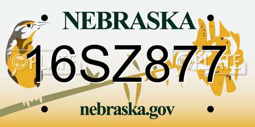 16SZ877 Nebraska License Plate