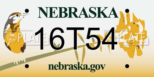 16T54 Nebraska License Plate