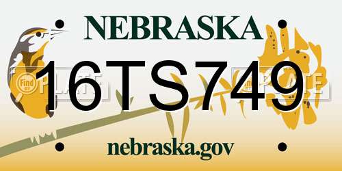 16TS749 Nebraska License Plate