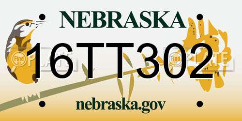 16TT302 Nebraska License Plate