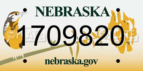 1709820 Nebraska License Plate