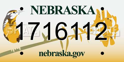 1716112 Nebraska License Plate