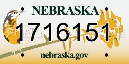 1716151 Nebraska License Plate