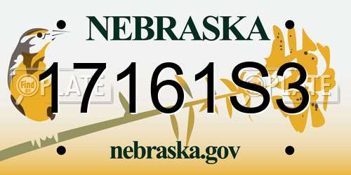 17161S3 Nebraska License Plate
